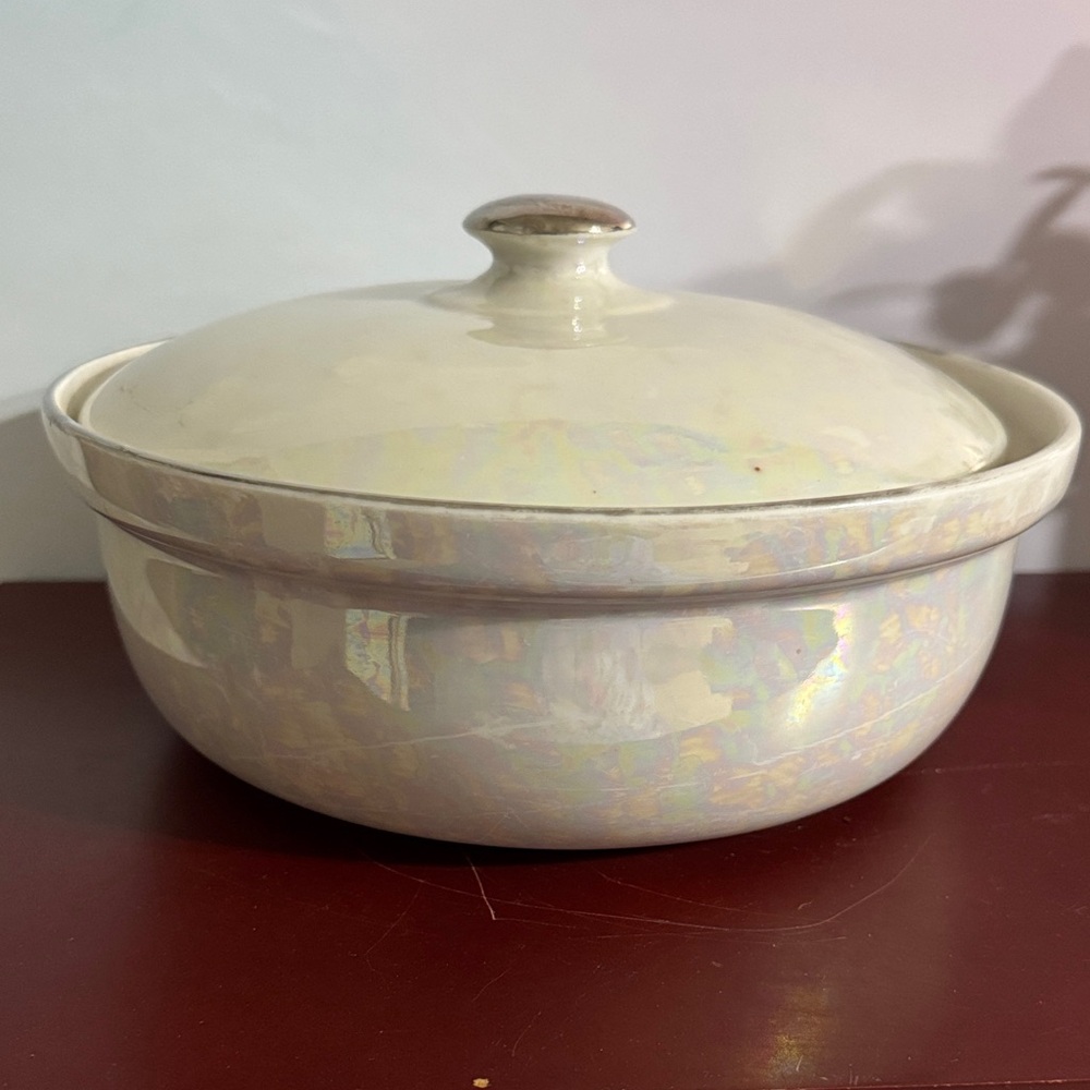 Vintage Royal Rochester Lusterware Casserole Dish: Iridescent Ceramic Ovenware